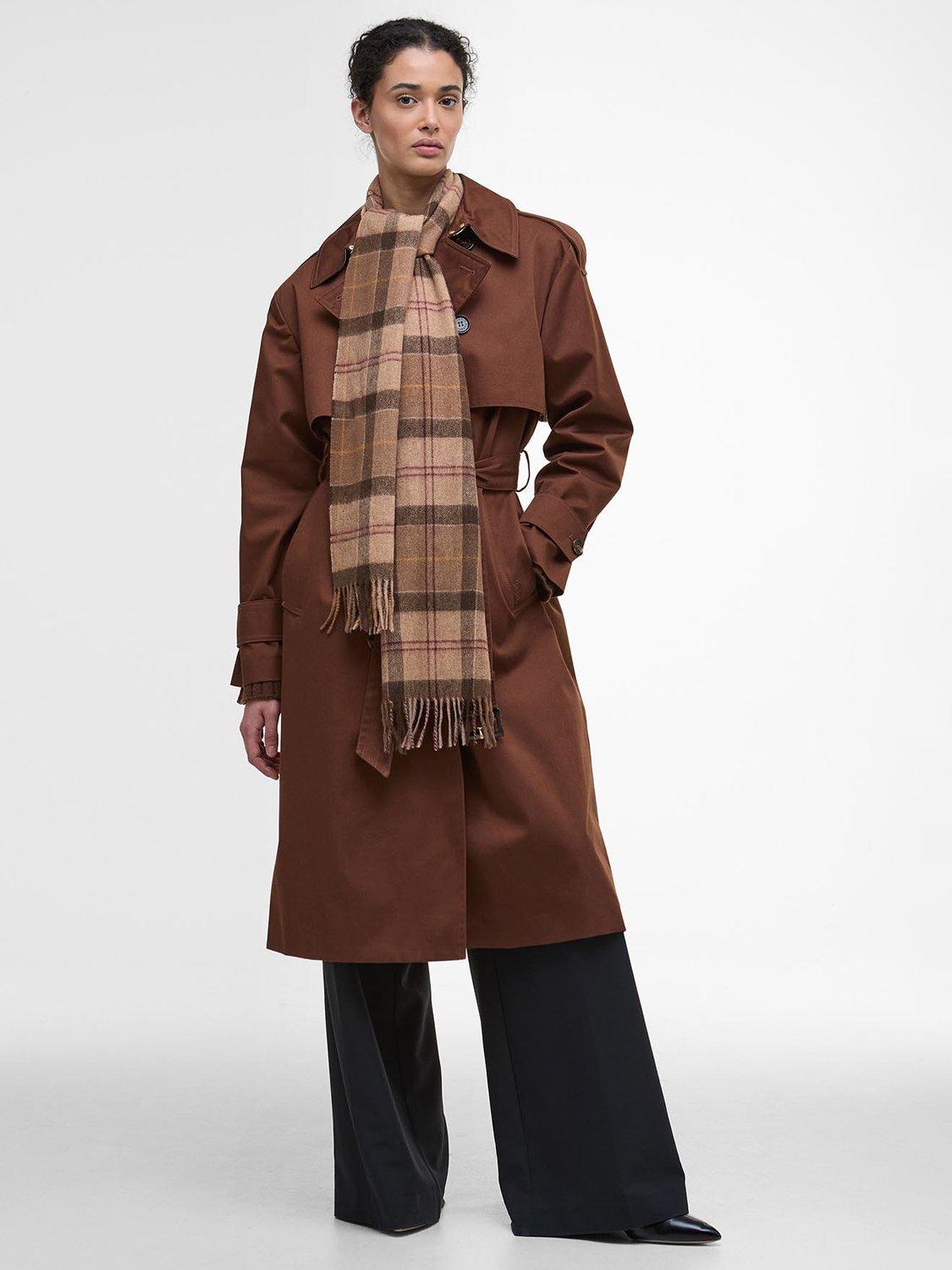 Product image 3 of 6, which shows Barbour Tartan Lambswool Blend Scarf, Brown/Multi