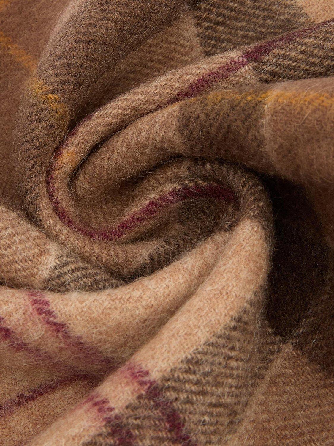Product image 6 of 6, which shows Barbour Tartan Lambswool Blend Scarf, Brown/Multi