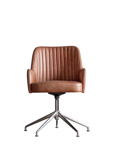 Gallery Direct Fresno Swivel Chair, Antique Ebony, Vintage Brown