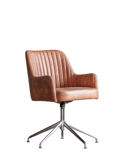 Gallery Direct Fresno Swivel Chair, Antique Ebony - view 2, Vintage Brown