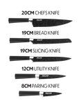 Dojo Yumi Universal Knife Block Filled with 5 Non-Stick Kitchen Knives