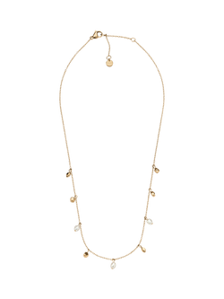 Skagen Polished Pebble Necklace, Gold and Pearl - view 2, Gold And Pearl