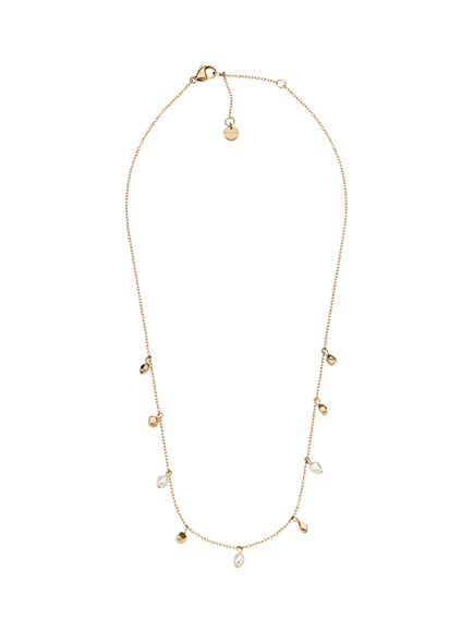 Skagen Polished Pebble Necklace, Gold and Pearl - view 2, Gold And Pearl