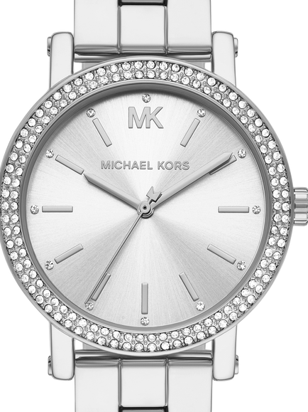 Michael Kors MK7549 Corey Women's Studded Bracelet Strap Watch, Silver - view 2, Silver
