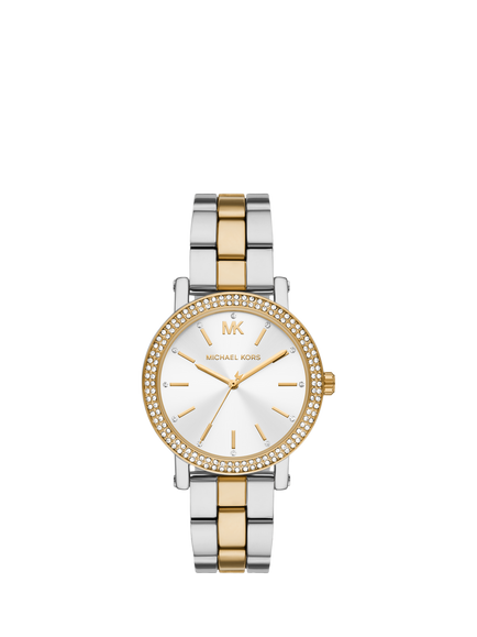 Michael Kors MK7550 Corey Women's Studded Bracelet Strap Watch, Two-tone, Two-tone