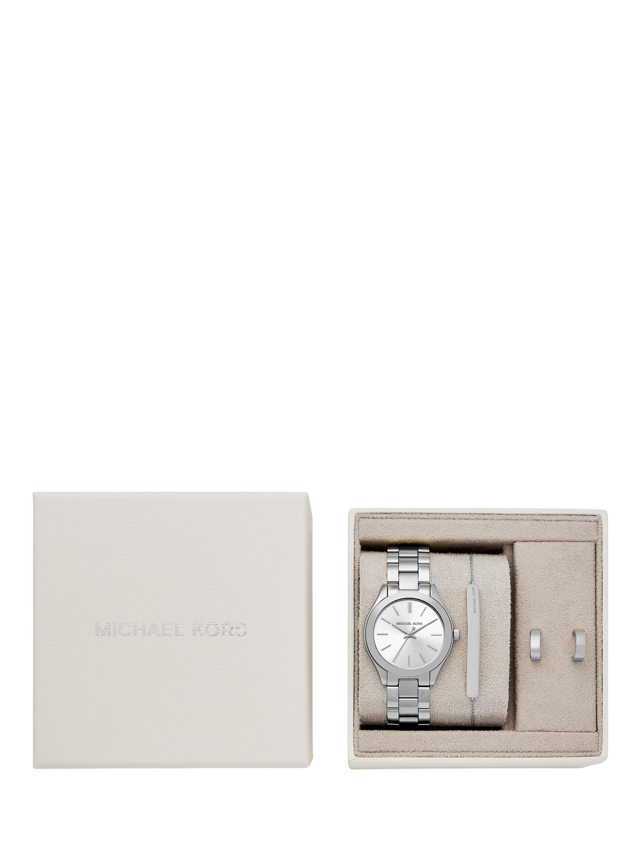 Product image 4 of 4, which shows Michael Kors MK7563 Women's Slim Runway Watch Gift Set, Silver