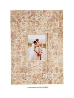 Hootyballoo Jigsaw Wedding Guest Photo Frame, Natural Brown