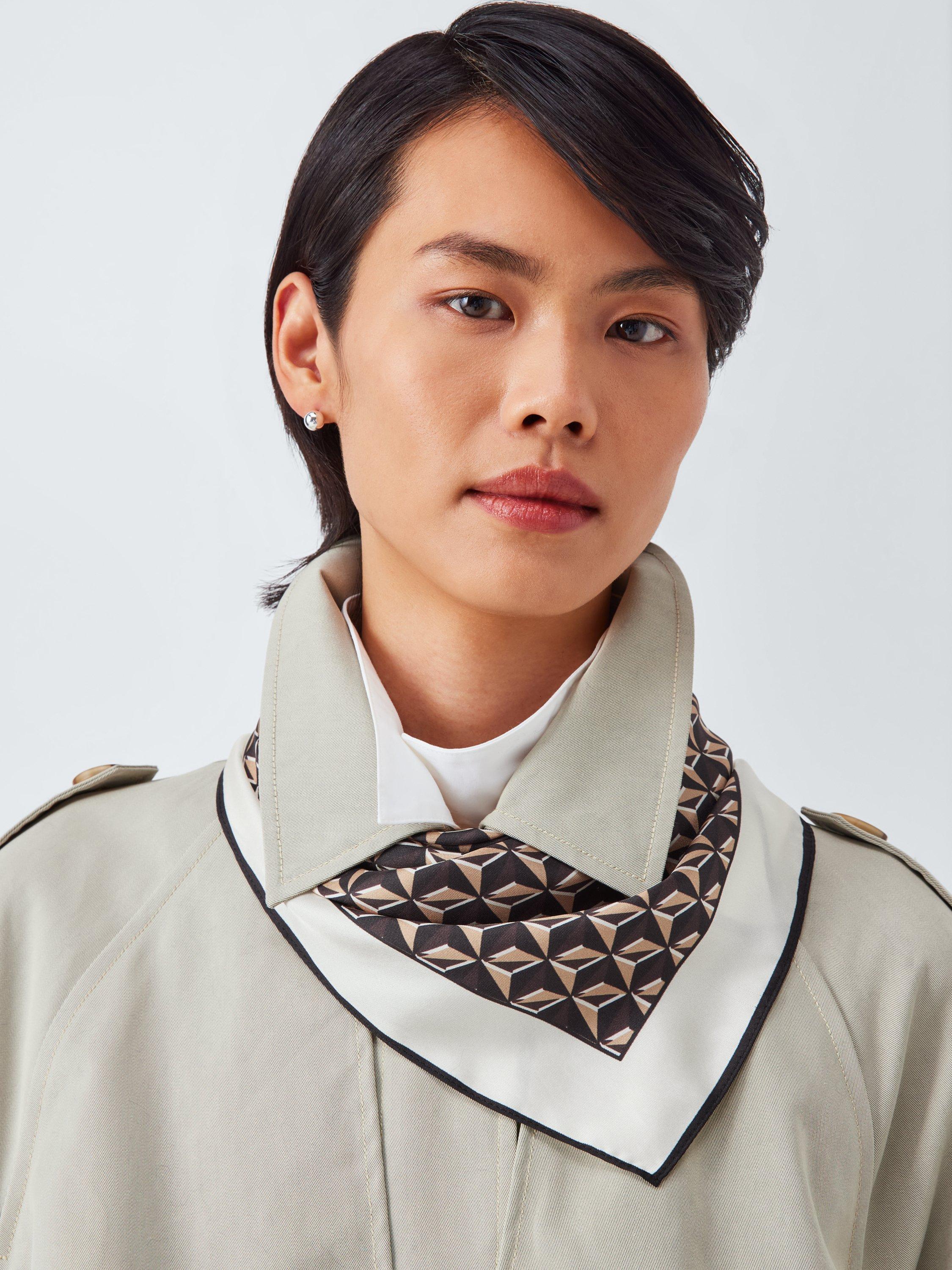 Product image 1 of 5, which shows John Lewis Bonnie Woven Silk Square Scarf, Cream/Multi