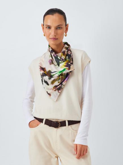 John Lewis Highland Pure Silk Scarf, Lilac/Multi, Lilac/Multi