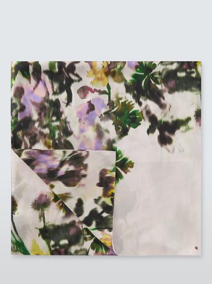 John Lewis Highland Pure Silk Scarf, Lilac/Multi - view 2, Lilac/Multi