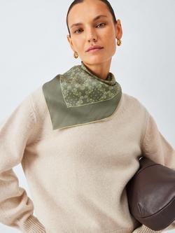 John Lewis Paisley Pure Silk Scarf, Olive, Olive