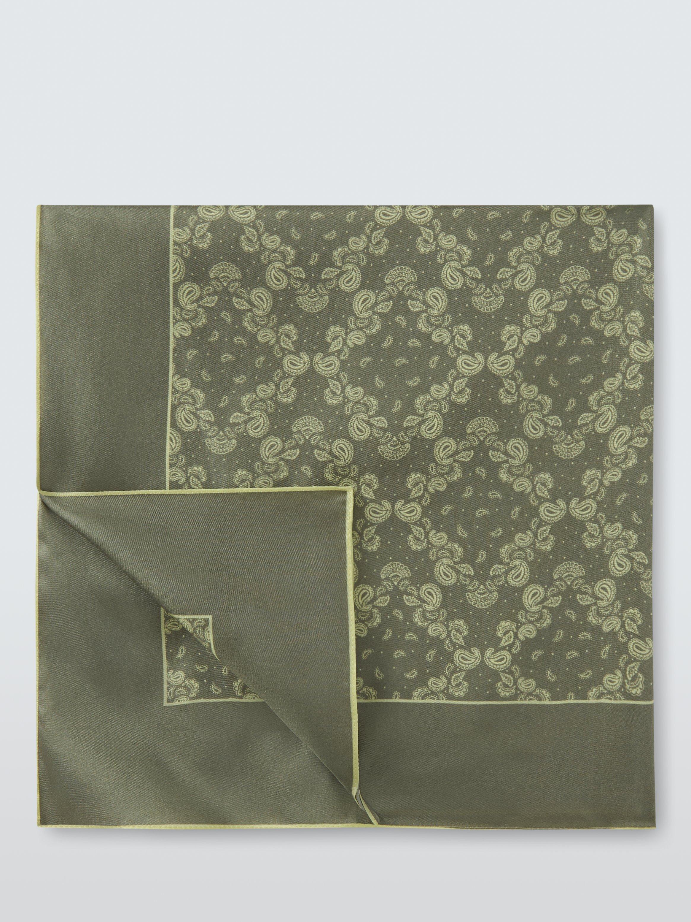 Product image 3 of 5, which shows John Lewis Paisley Pure Silk Scarf, Olive