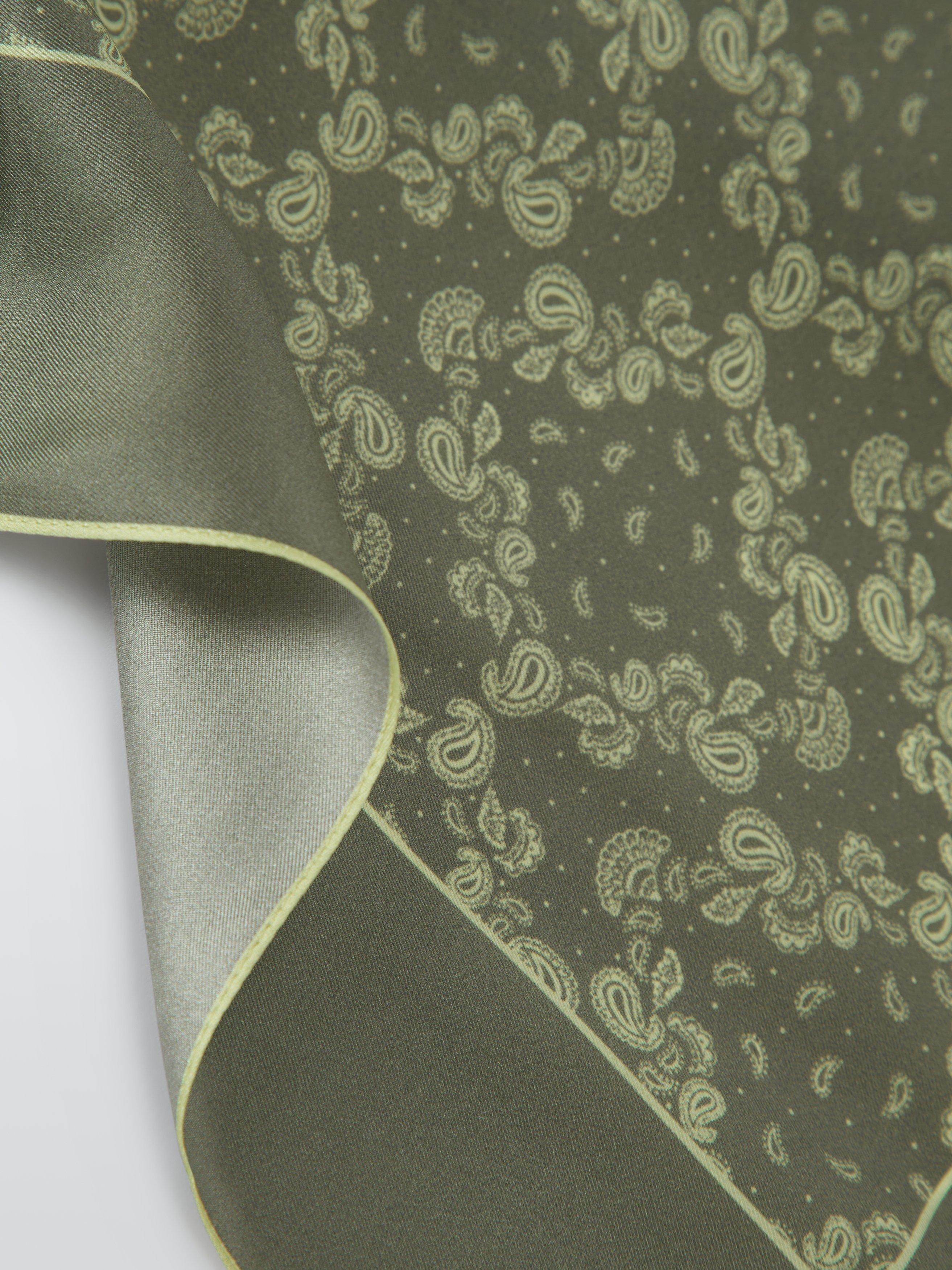 Product image 4 of 5, which shows John Lewis Paisley Pure Silk Scarf, Olive