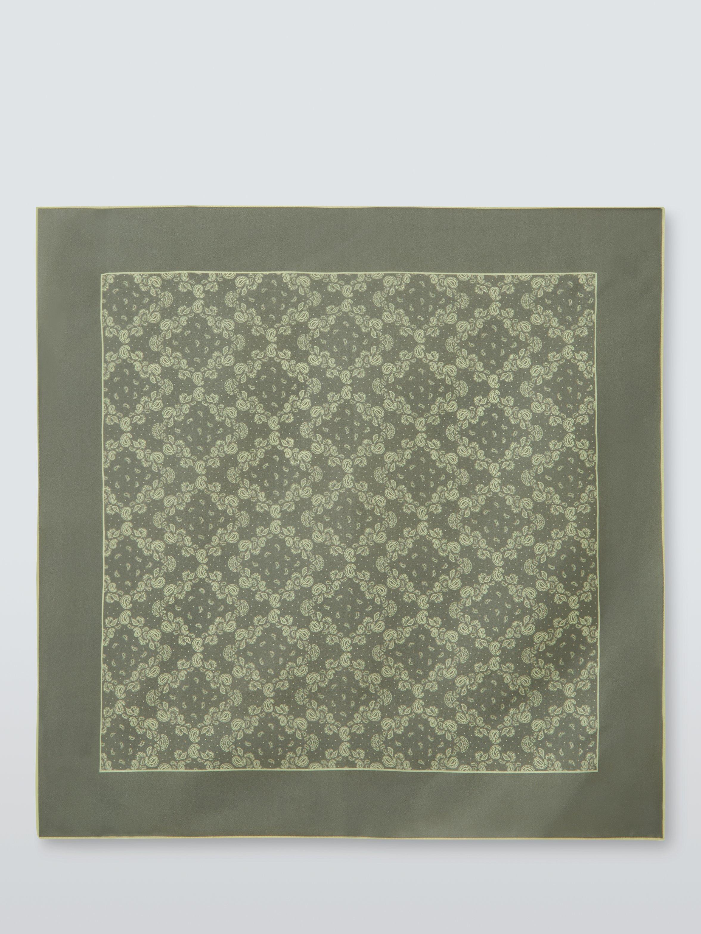 Product image 5 of 5, which shows John Lewis Paisley Pure Silk Scarf, Olive