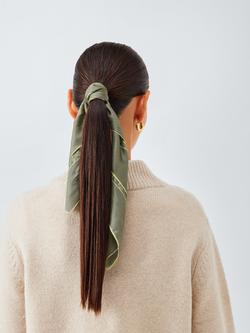 John Lewis Paisley Pure Silk Scarf, Olive - view 2, Olive