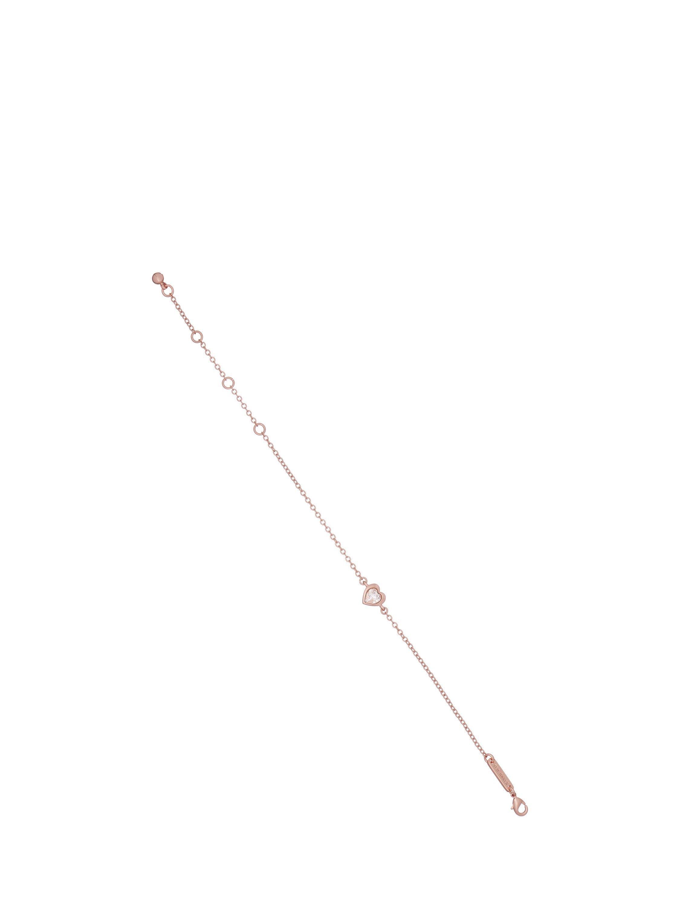 Product image 3 of 4, which shows Ted Baker Hansaa Crystal Heart Adjustable Bracelet, Rose Gold