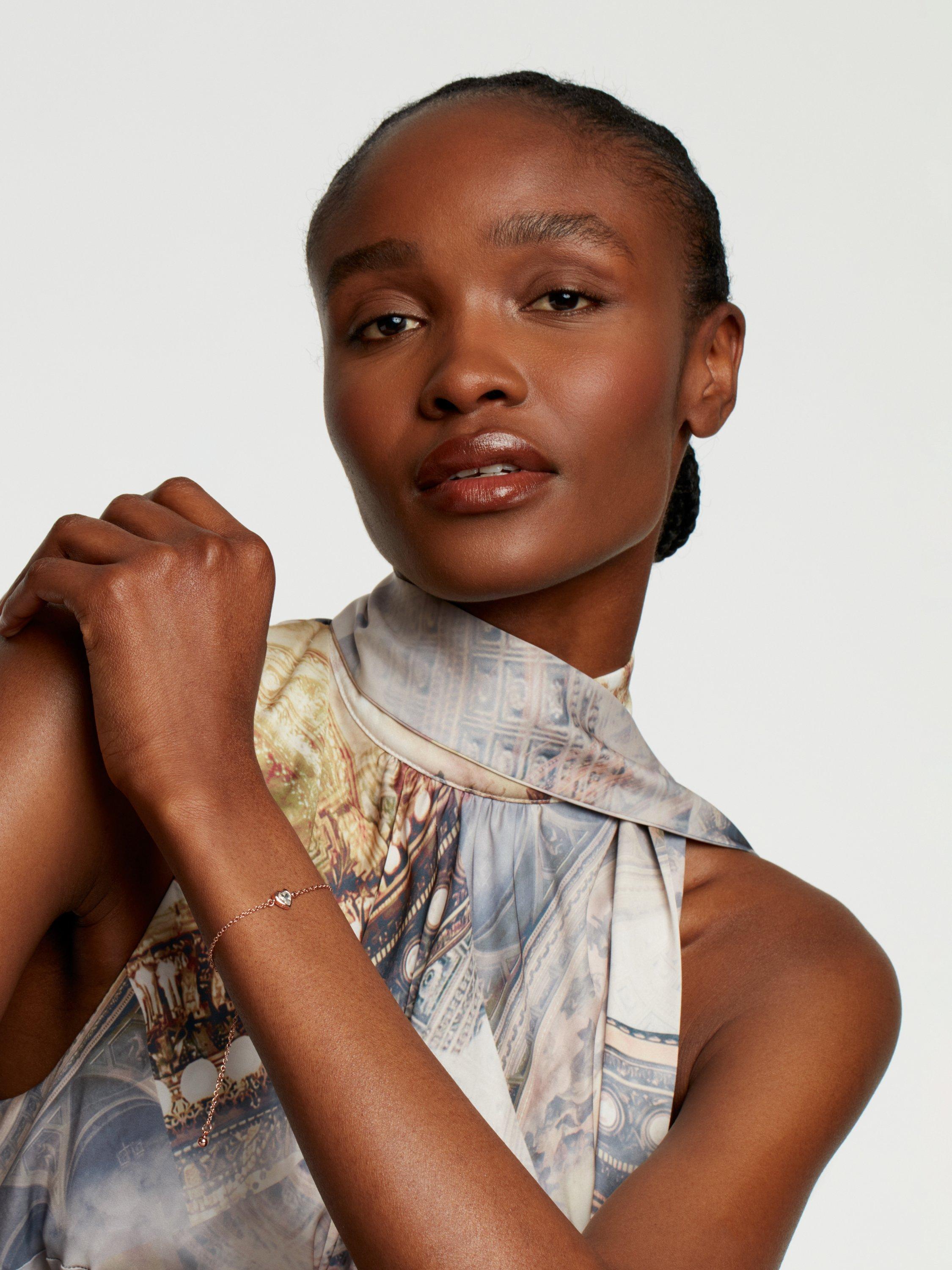 Product image 4 of 4, which shows Ted Baker Hansaa Crystal Heart Adjustable Bracelet, Rose Gold