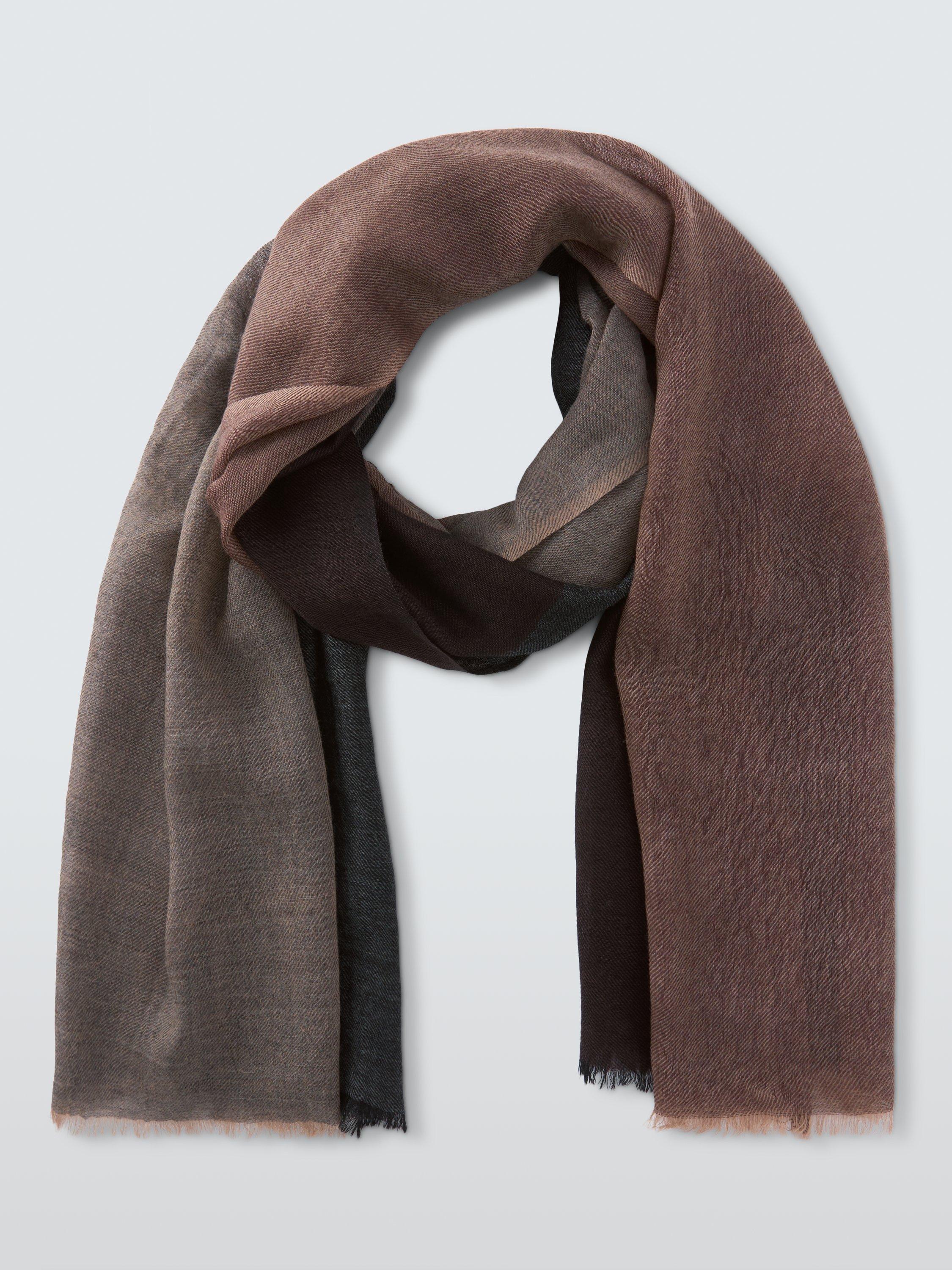 Product image 2 of 5, which shows John Lewis Four Square Wool Scarf, Black Coffee/Safari