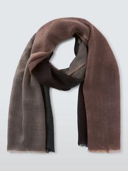 John Lewis Four Square Wool Scarf - view 2, Black Coffee/Safari