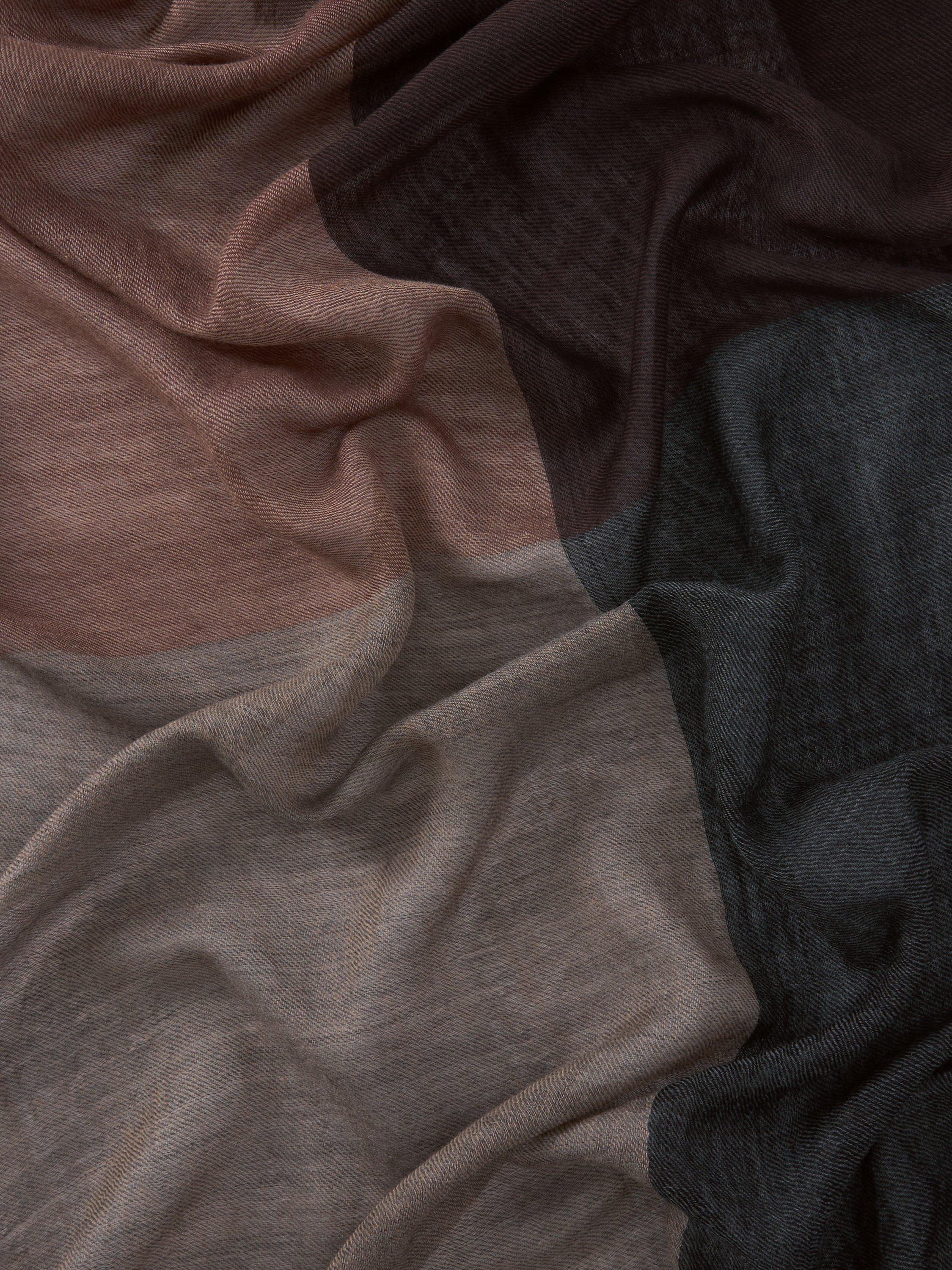 Product image 3 of 5, which shows John Lewis Four Square Wool Scarf, Black Coffee/Safari