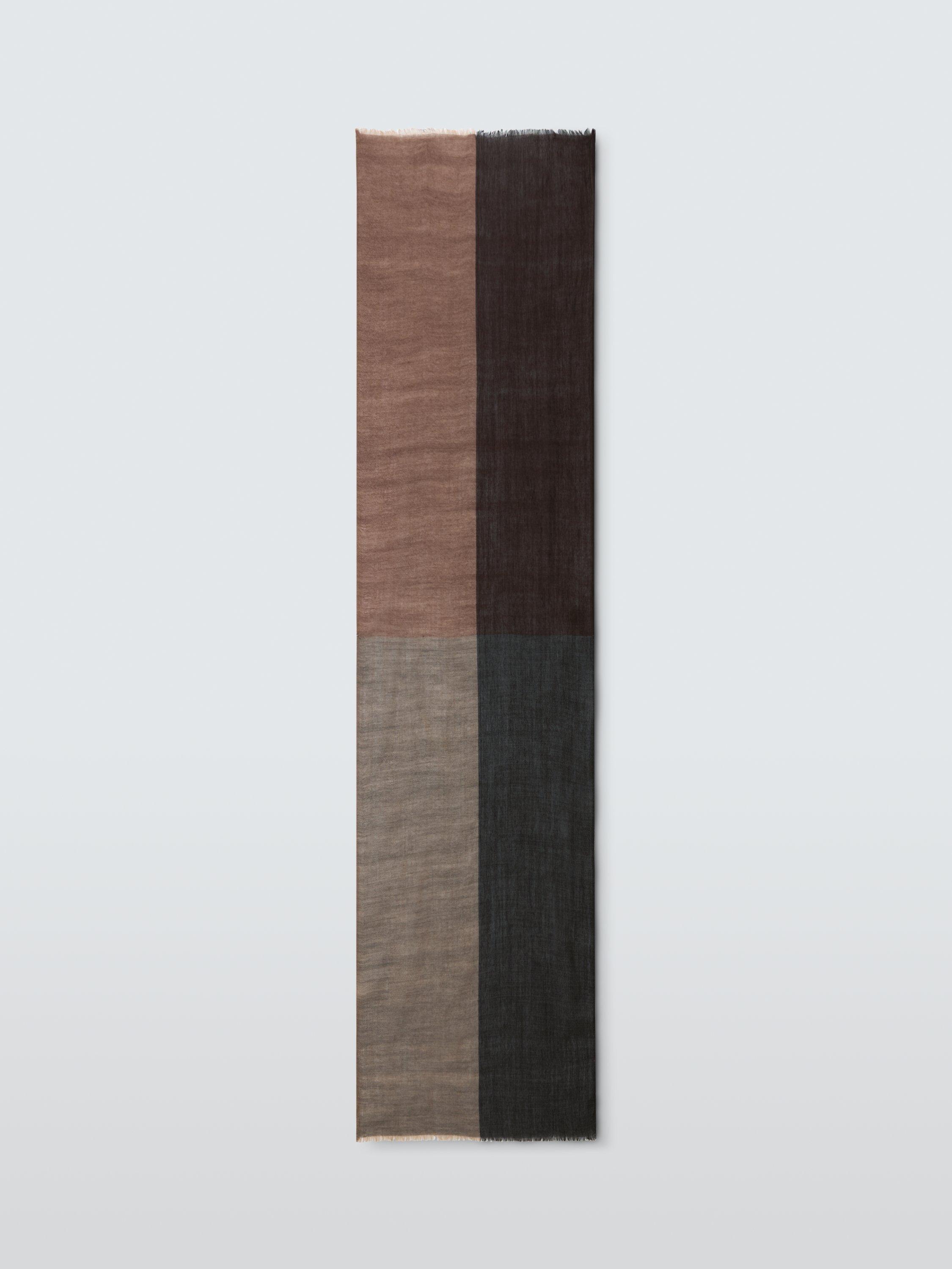 Product image 4 of 5, which shows John Lewis Four Square Wool Scarf, Black Coffee/Safari