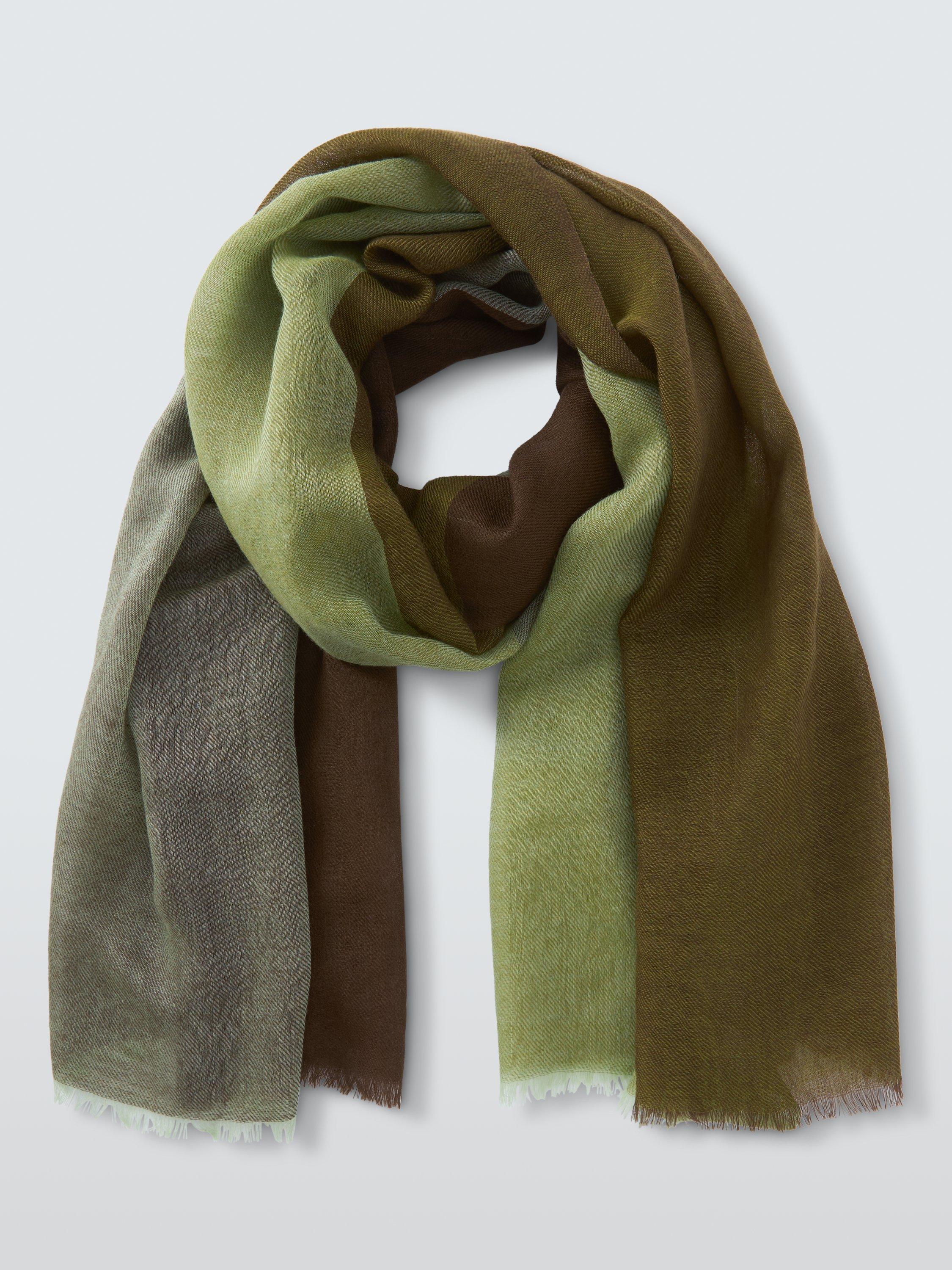 Product image 2 of 5, which shows John Lewis Four Square Wool Scarf, Ivy Green Olive