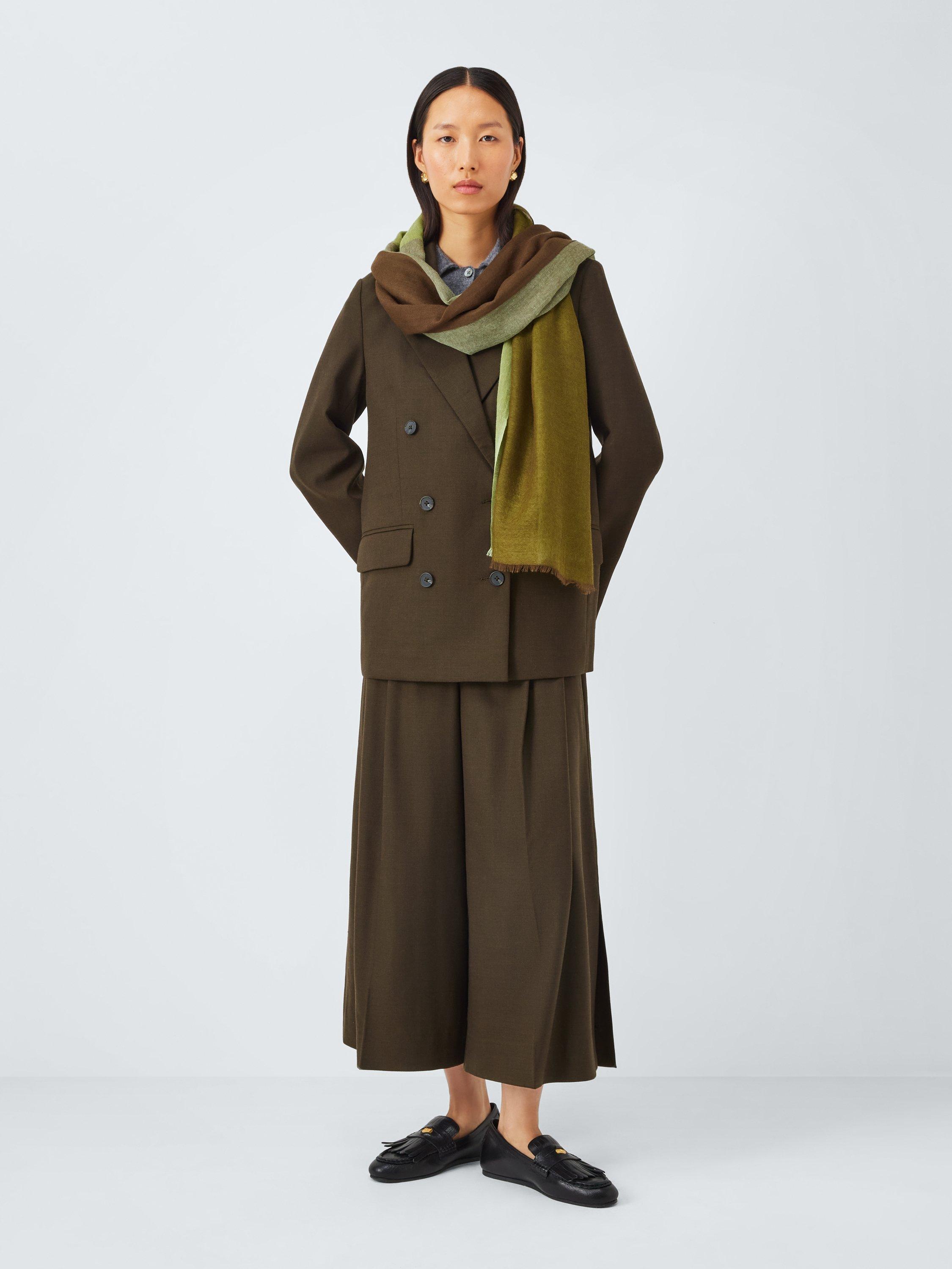 Product image 5 of 5, which shows John Lewis Four Square Wool Scarf, Ivy Green Olive