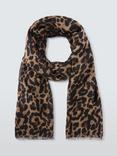 John Lewis Leopard Print Scarf, Brown/Multi