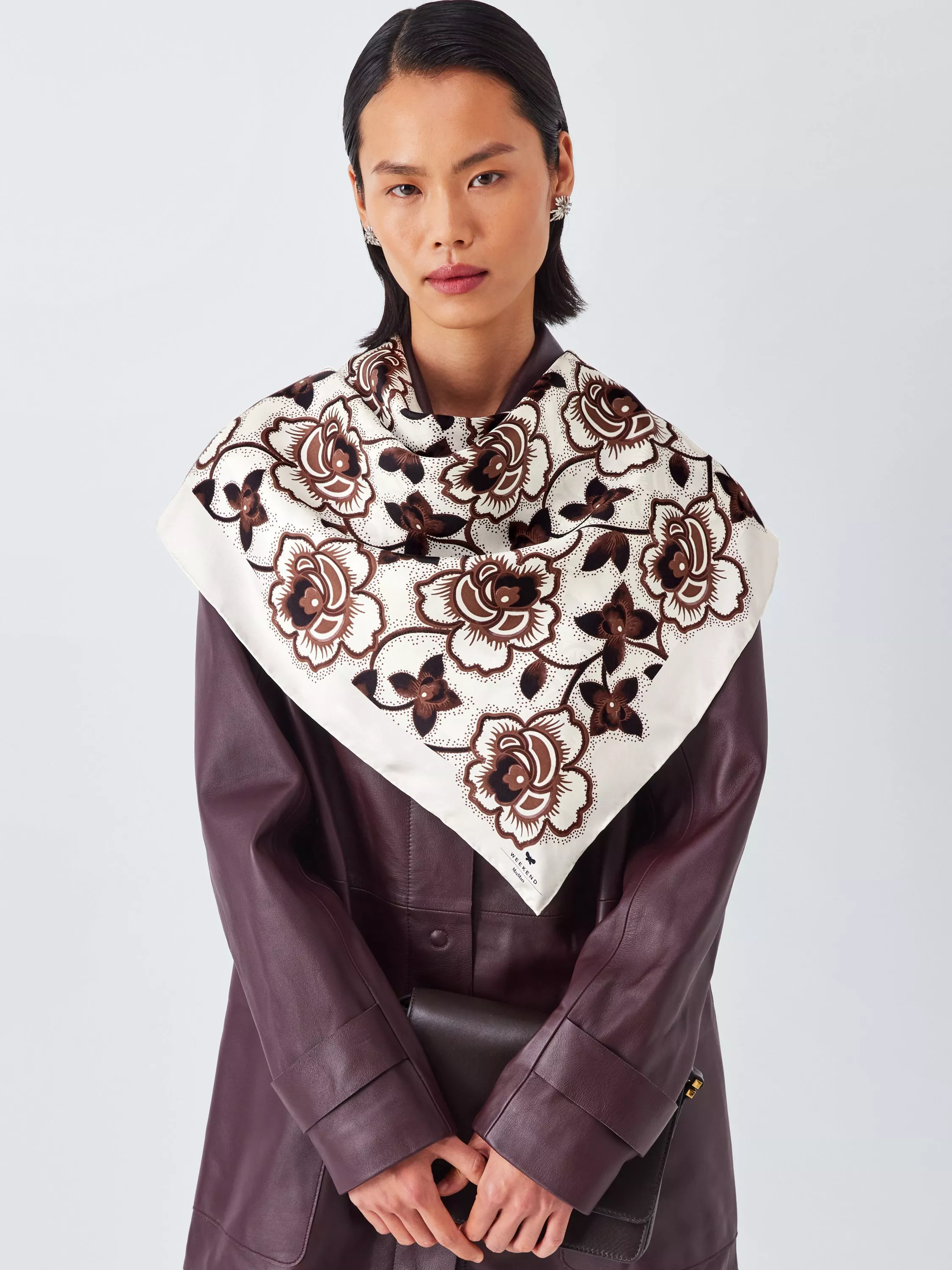 Weekend MaxMara Onesto Floral Pure Silk Scarf, Black