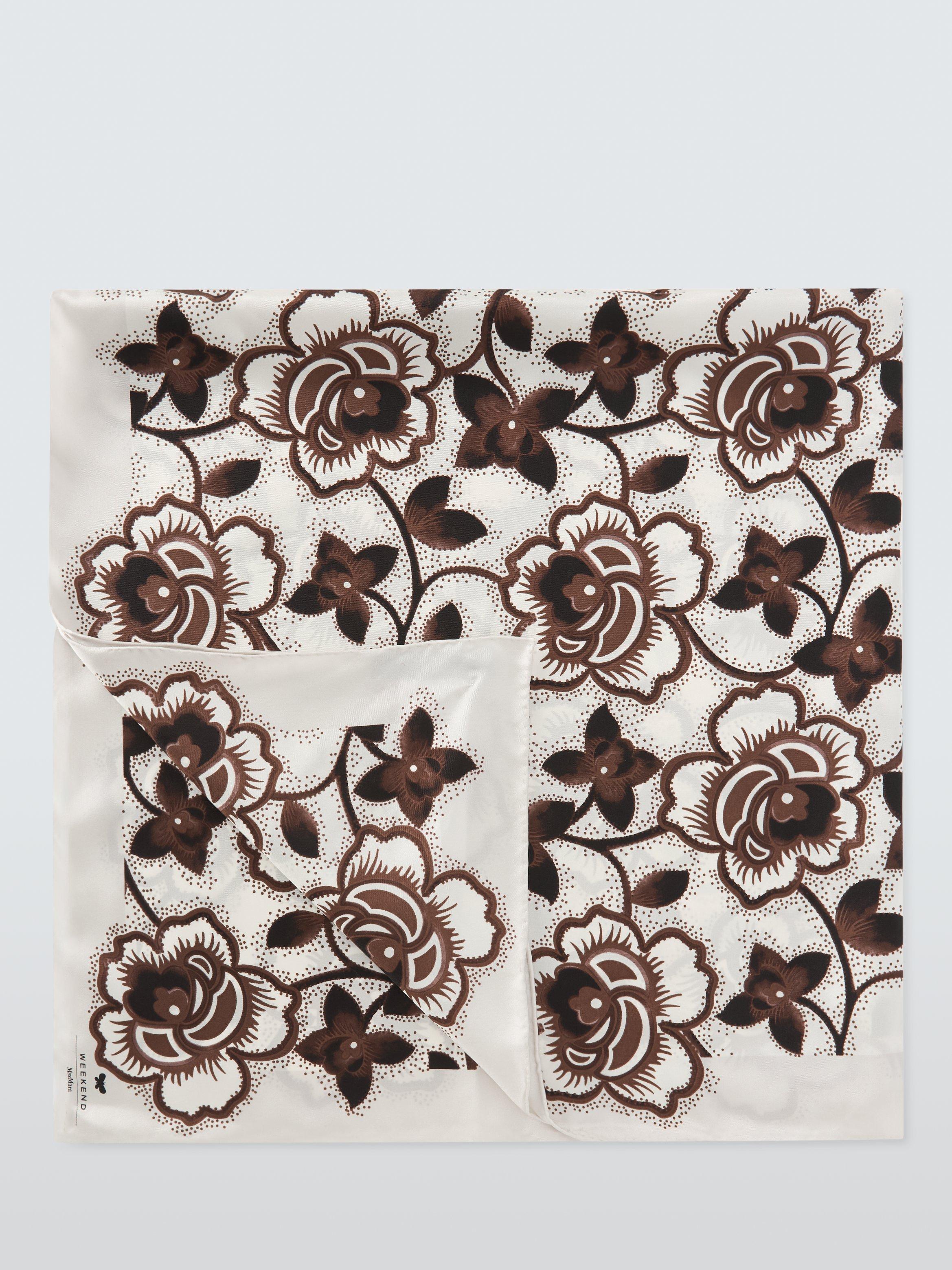 Product image 1 of 3, which shows Weekend MaxMara Onesto Floral Pure Silk Scarf, Black