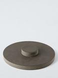 John Lewis Reversible Round Faux Leather Placemat & Coaster, Set of 4, Cocoa/Sage