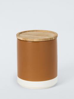 John Lewis Gloss Dipped Stoneware Kitchen Storage Jar with Bamboo Lid, 550ml, Auburn