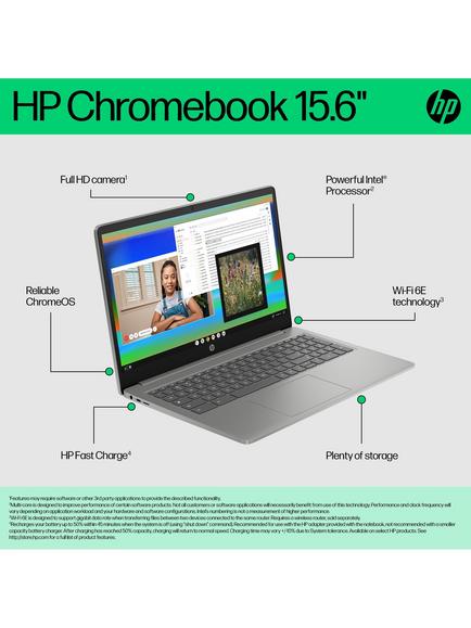 HP Chromebook 15a-nb0006na Laptop, Intel N100 Processor, 4GB RAM, 128GB, 15.6” Full HD, Natural Silver - view 2, Natural Silver