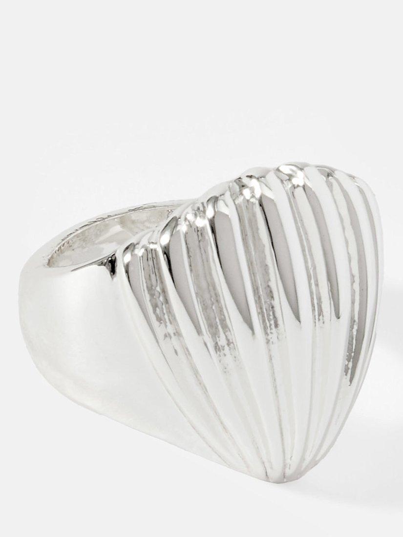 Product image 1 of 4, which shows Mint Velvet Statement Shell Ring, Silver, S/M