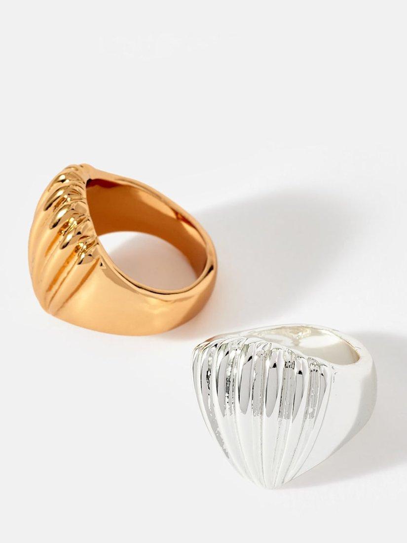 Product image 4 of 4, which shows Mint Velvet Statement Shell Ring, Silver, S/M
