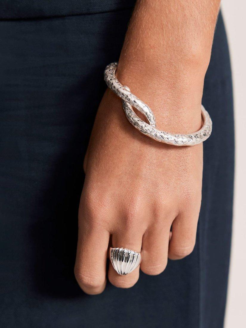 Product image 2 of 4, which shows Mint Velvet Statement Shell Ring, Silver, S/M