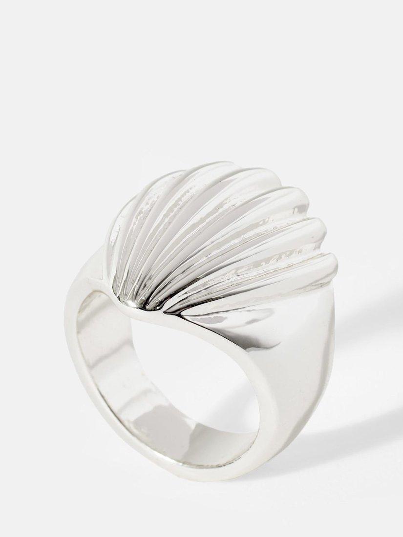 Product image 3 of 4, which shows Mint Velvet Statement Shell Ring, Silver, S/M