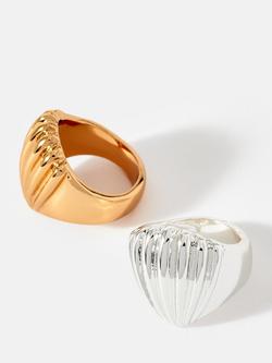 Mint Velvet Statement Shell Ring, Silver - view 2, Silver