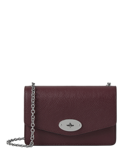 Mulberry Small Darley Small Classic Grain Leather Shoulder Bag, Black Cherry
