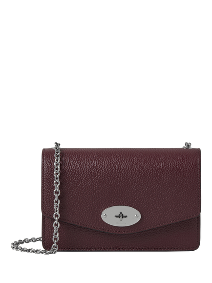 Mulberry Small Darley Small Classic Grain Leather Shoulder Bag, Black Cherry
