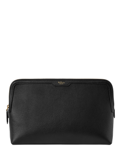 Mulberry Small Classic Grain Leather Large Cosmetic Pouch, Black, Black