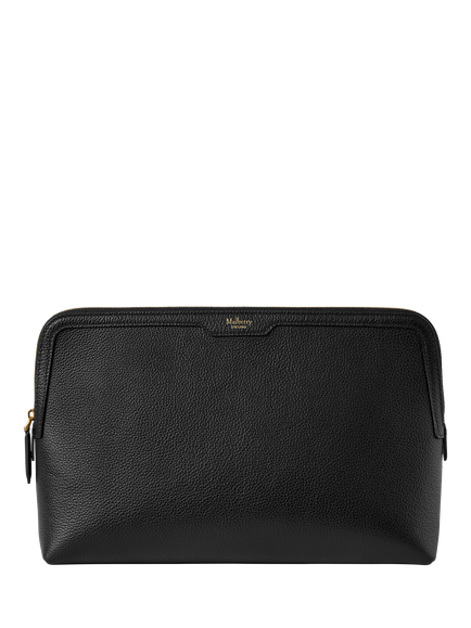Mulberry Small Classic Grain Leather Large Cosmetic Pouch, Black, Black