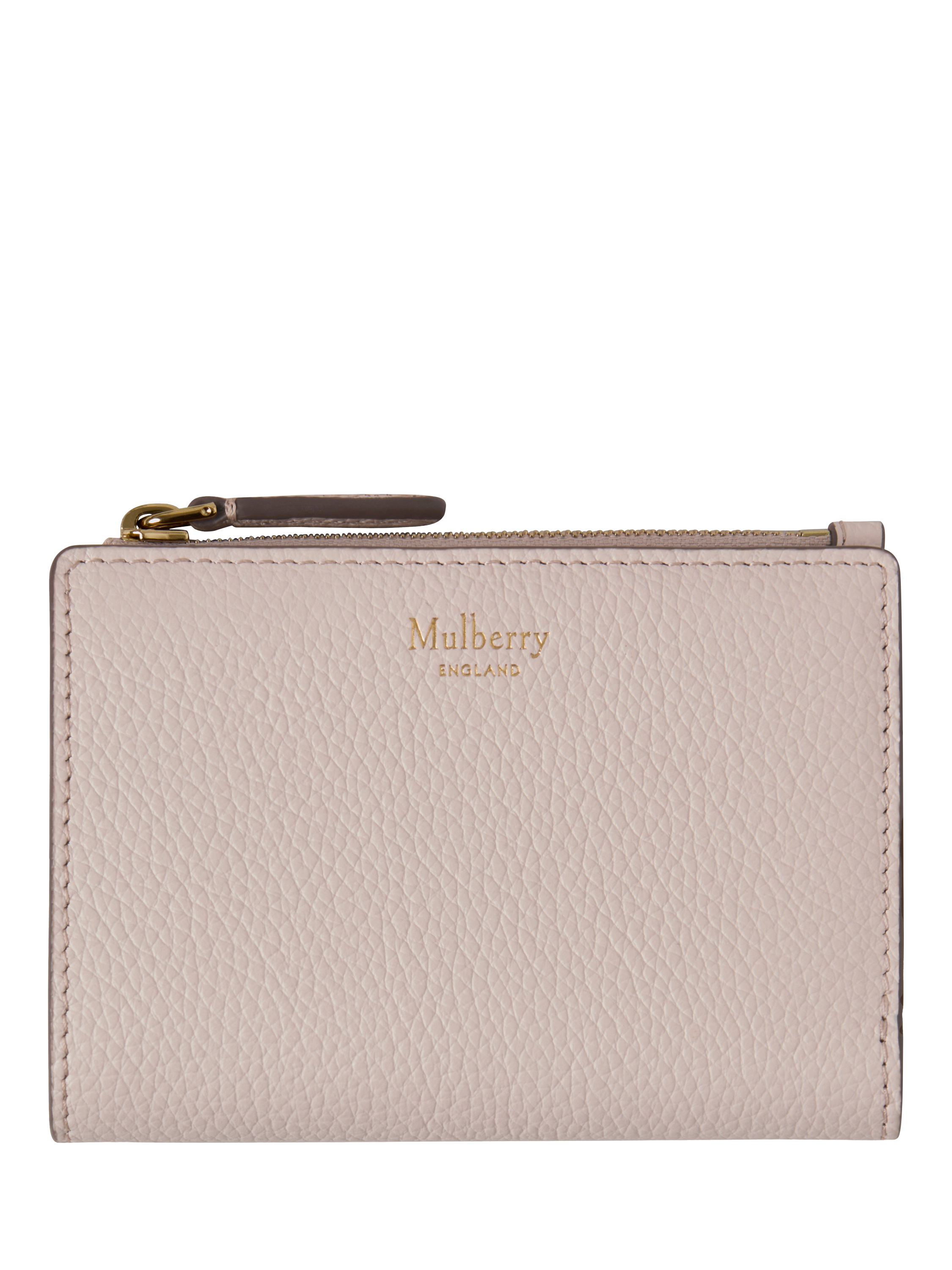Product image 1 of 3, which shows Mulberry Continental Leather Bifold Zip Purse, Blossom Pink