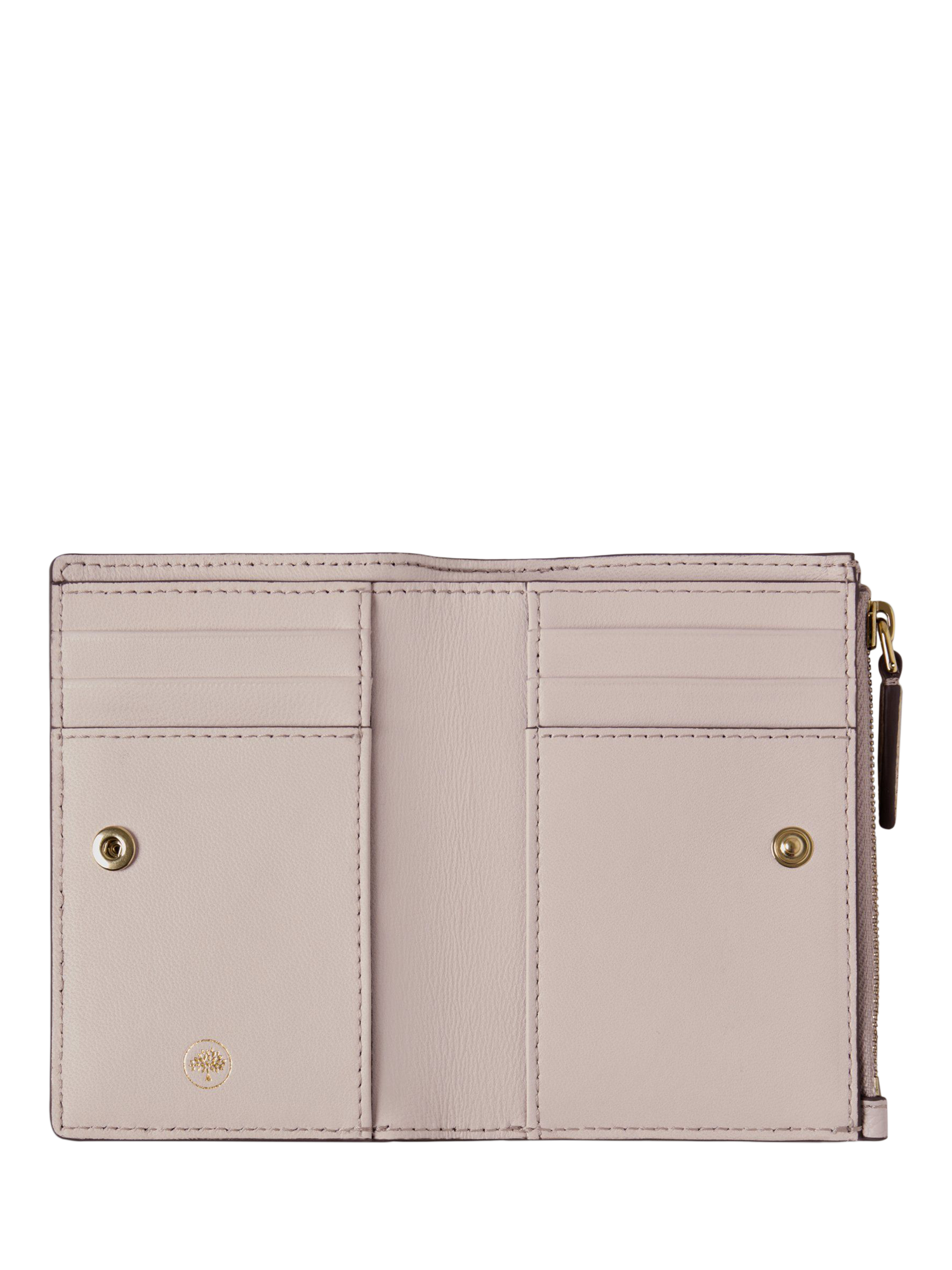 Product image 2 of 3, which shows Mulberry Continental Leather Bifold Zip Purse, Blossom Pink