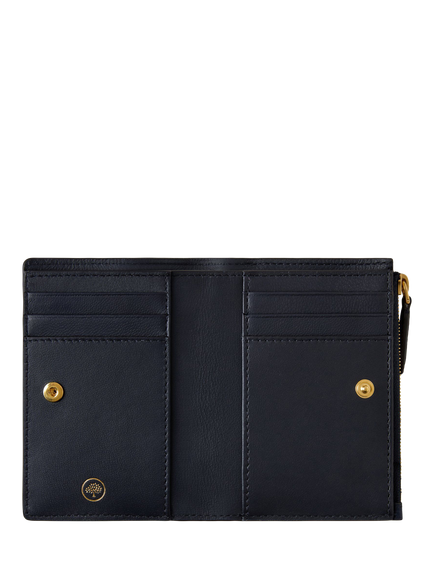 Mulberry Continental Leather Bifold Zip Purse - view 2, Night Sky
