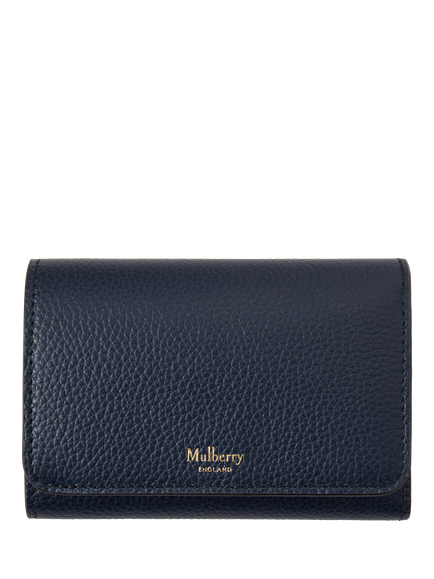 Mulberry Continental Small Classic Grain Leather Trifold Purse, Night Sky