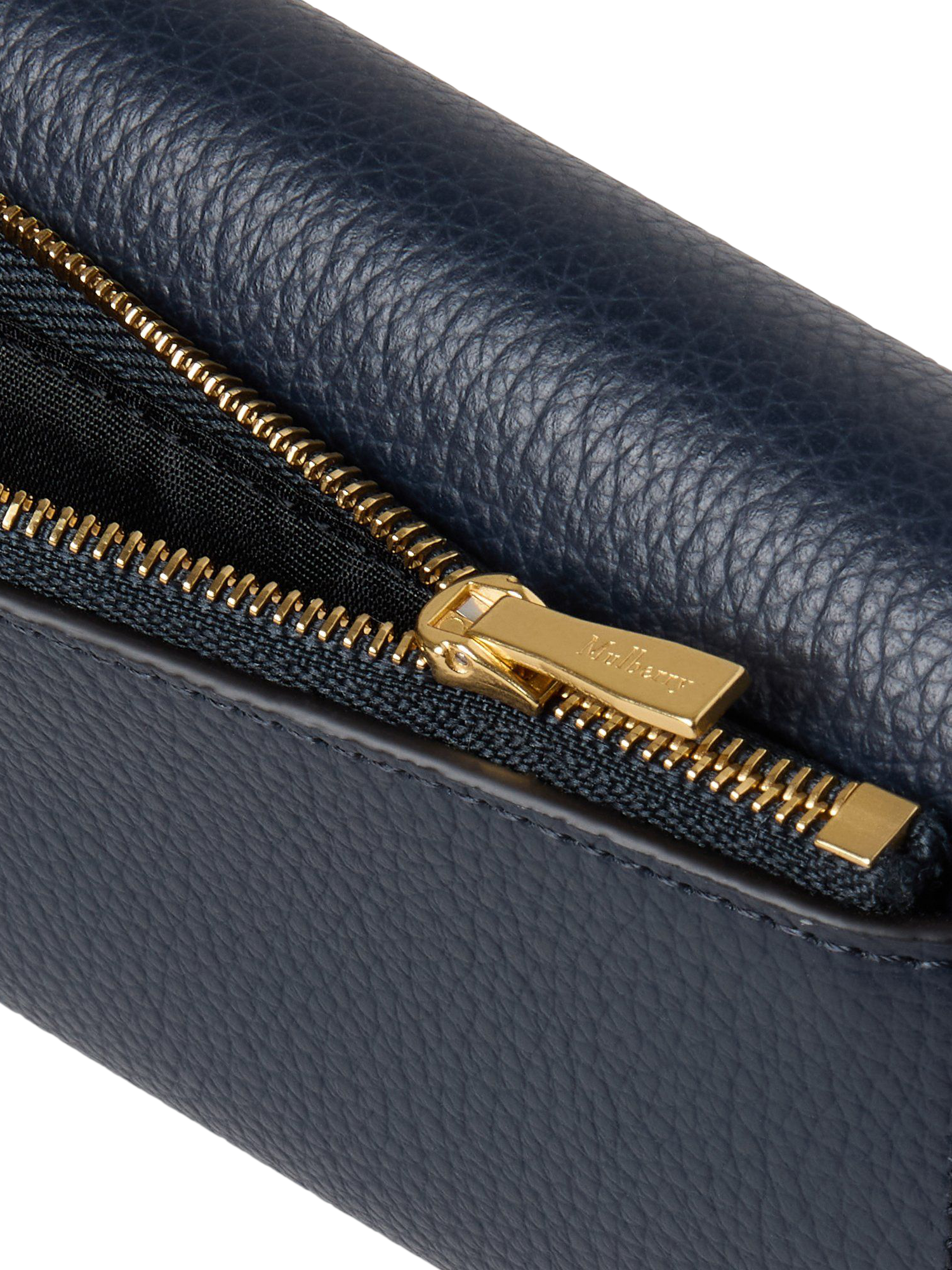 Product image 2 of 3, which shows Mulberry Continental Small Classic Grain Leather Trifold Purse, Night Sky