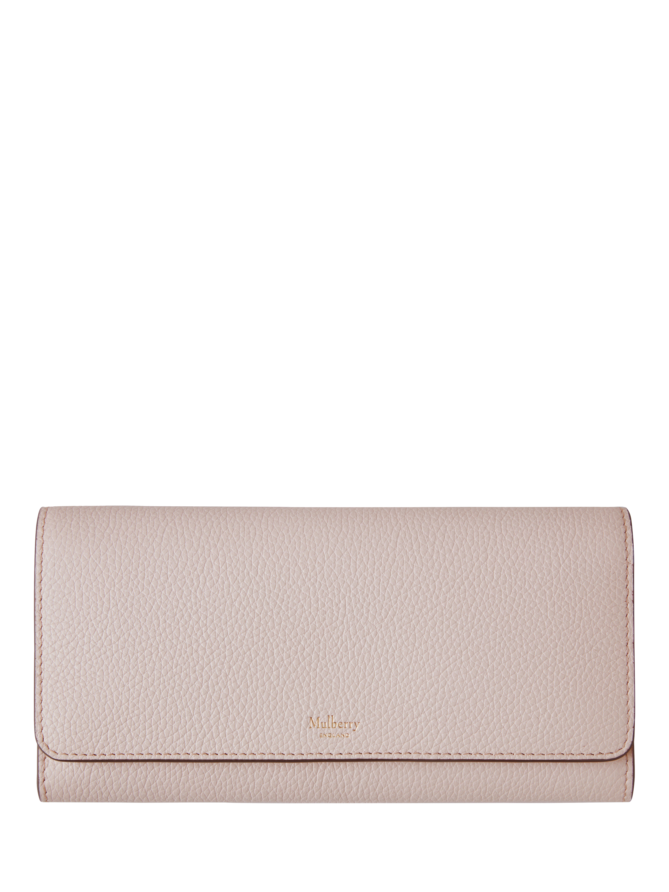 Product image 1 of 3, which shows Mulberry Small Classic Grain Leather Continental Wallet, Blossom Pink