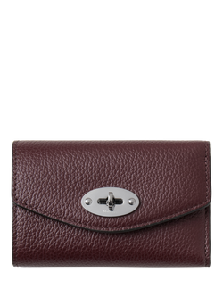 Mulberry Darley Small Classic Grain Leather Folded Multi-Card Wallet, Black Cherry