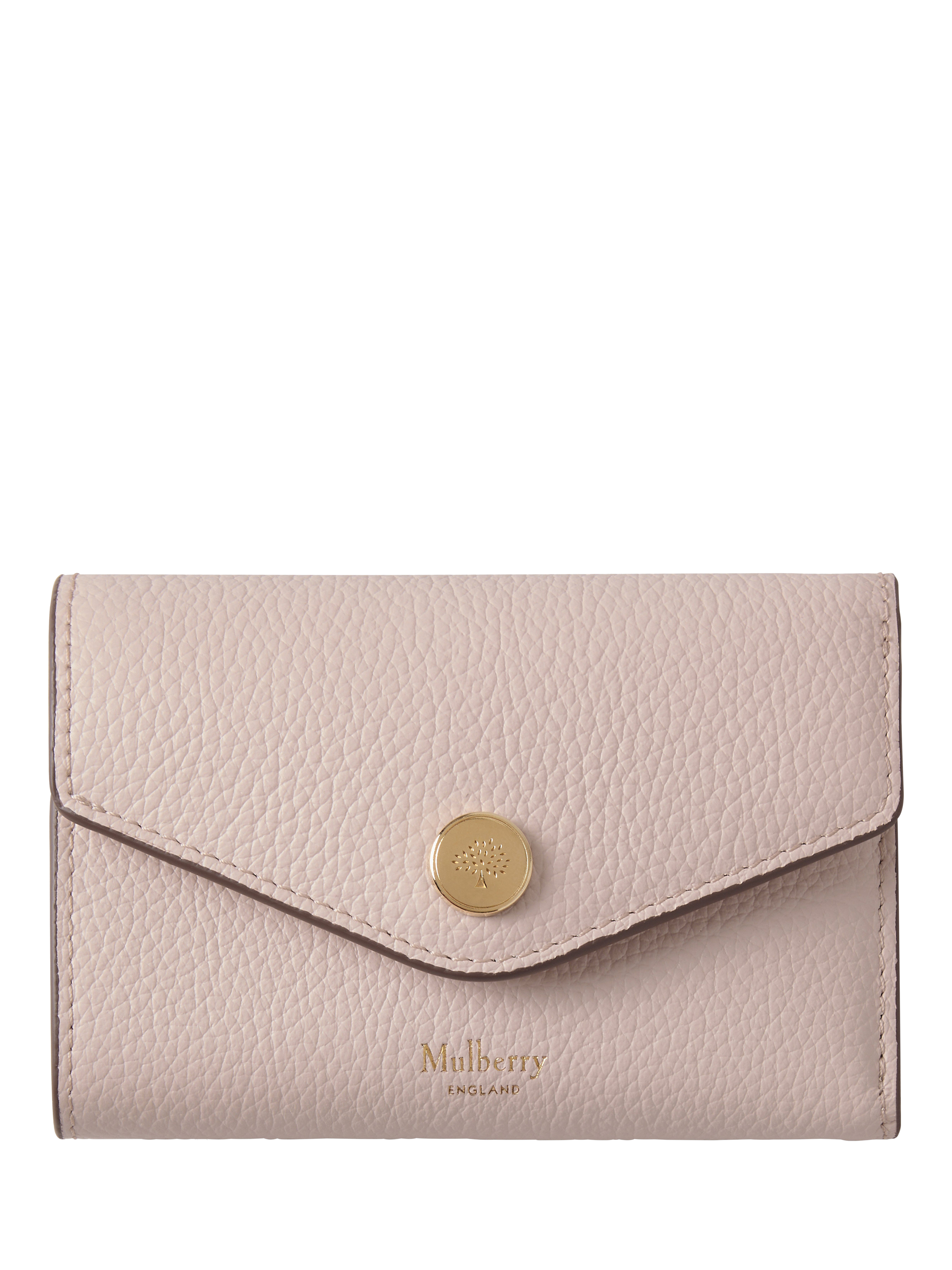 Product image 1 of 3, which shows Mulberry Folded Multi-Card Small Classic Grain Leather Wallet, Blossom Pink